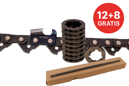 Pachet Lant Kyoso 34D-3/8-1.5 (12 + 8 Gratis) + Pile Rotunde 5.5mm + Rotite Motrice 3/8
