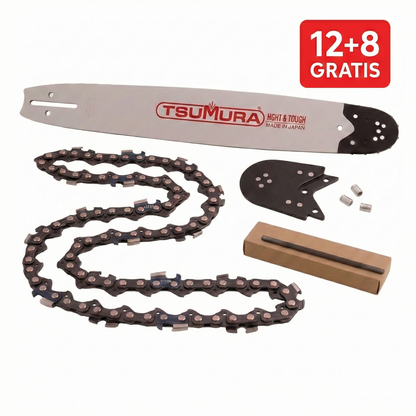 Pachet cu 20 Lanturi Kyoso 30D(60DL)-3/8-1.6 (12 + 8 Gratis) + 24 Pile Rotunde 5.2mm + 1 Sina Ghidaj Tsumura 16''(40 cm)-3/8-1.6 (+1 cap lama Tsumura Gratis) pentru Stihl